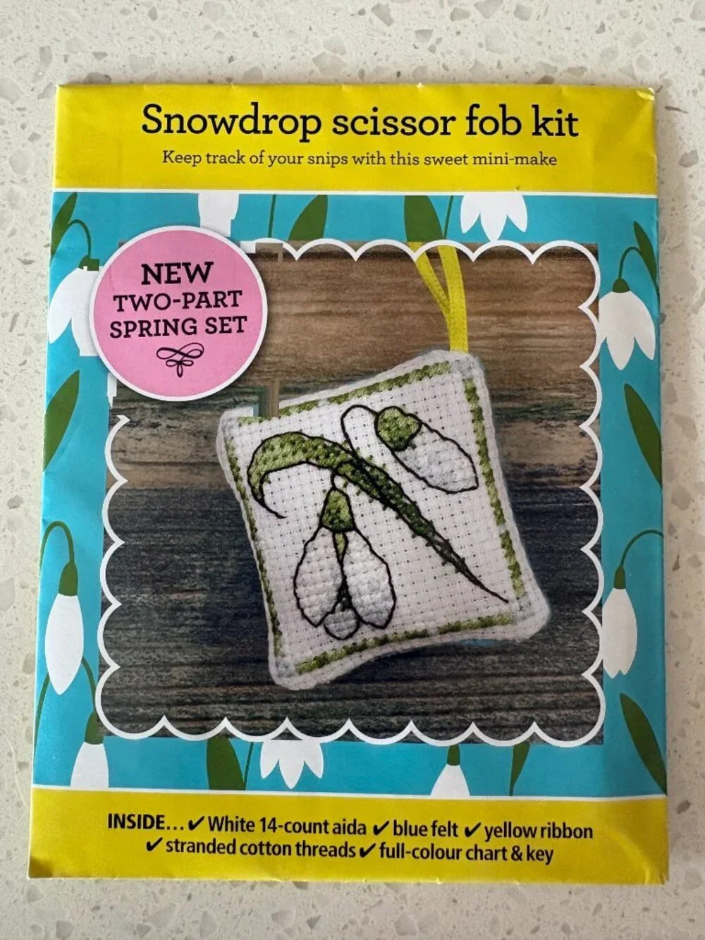 Counted cross stitch , 2 piece  Snowdrop design